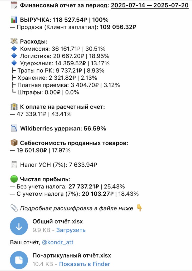 Расшифровка финансового отчета вб